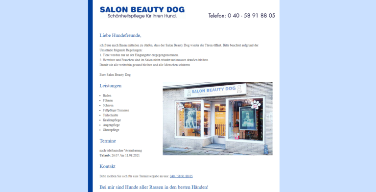 2021 11 10 19 38 08 Salon Beauty Dog – Ihr Hundesalon in Hamburg Niendorf and 5 more pages Persona 768x392
