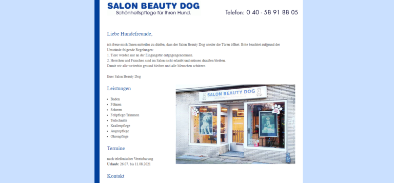 2021 11 17 14 45 00 Salon Beauty Dog – Ihr Hundesalon in Hamburg Niendorf and 2 more pages Persona 768x357