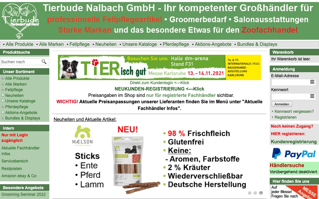 Tierbude Nalbach - Großhändler für Groomerbedarf