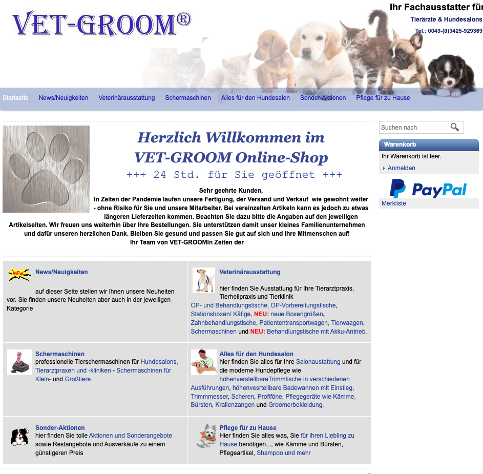 Vet-Groom Fachausstatter für Tierärzte & Hundesalons